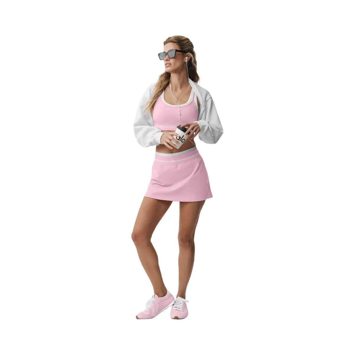 Alo Airbrush Better Together Tennis Skirt 'Pink Marshmallow/White'