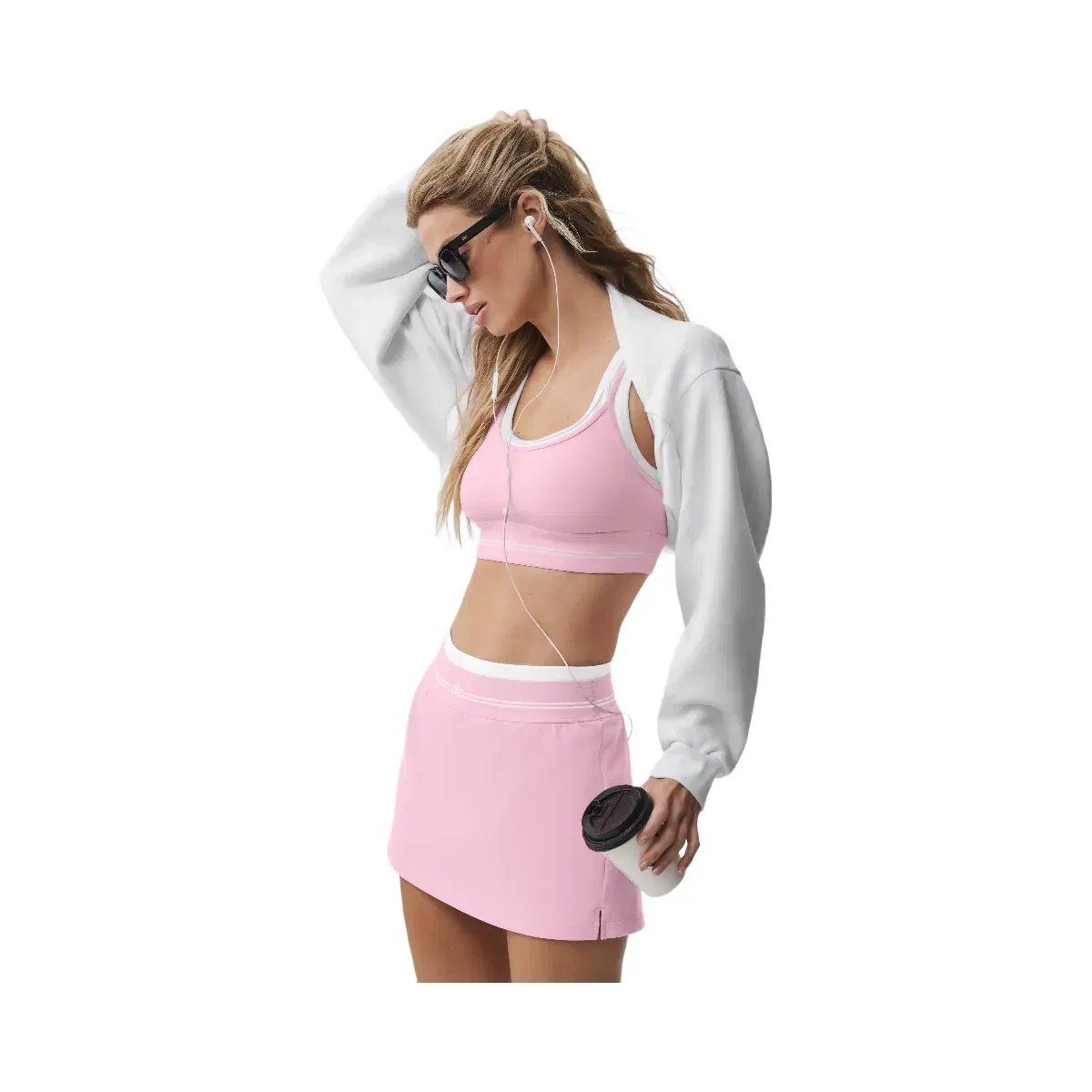 Alo Airbrush Better Together Bra 'Pink Marshmallow/White'