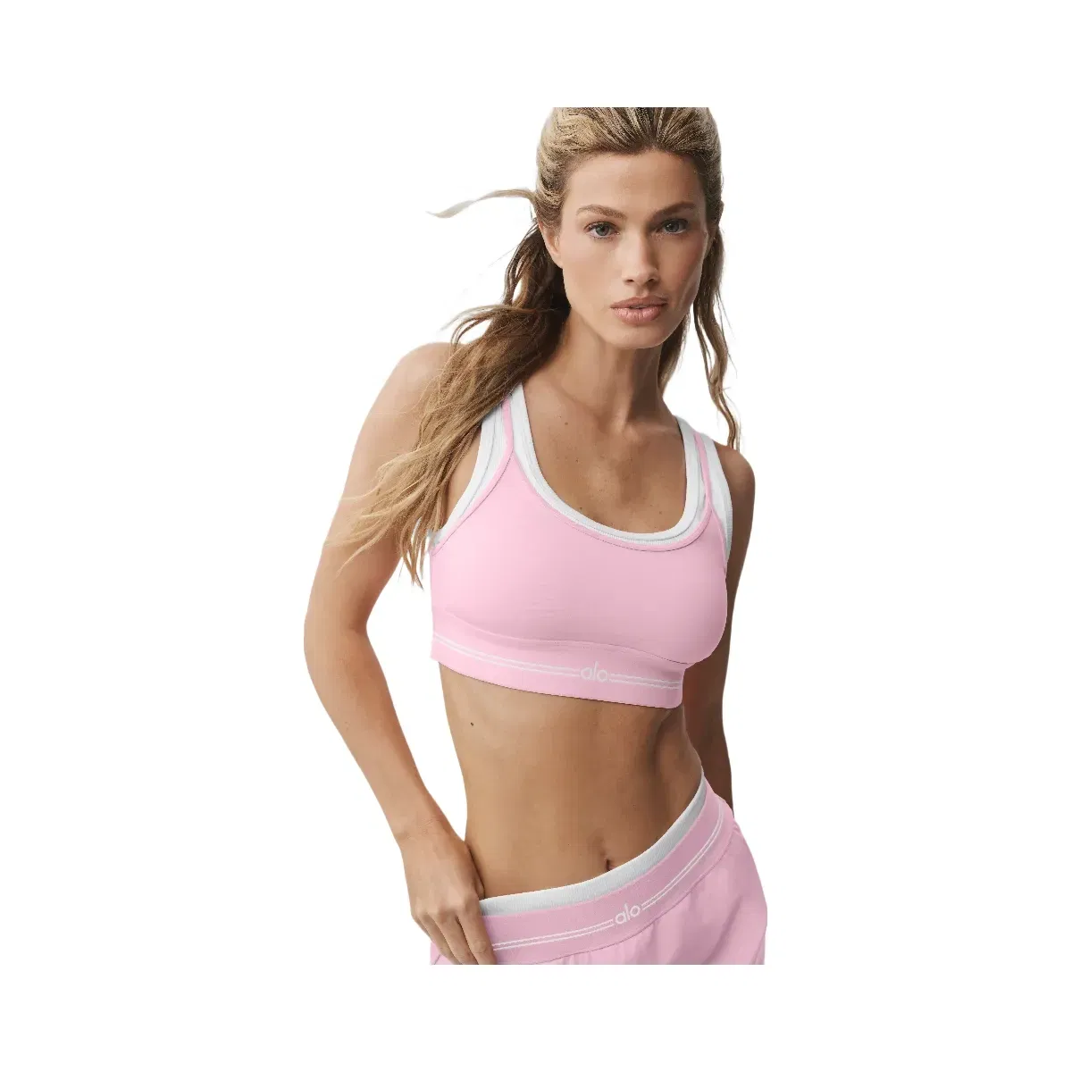 Alo Airbrush Better Together Bra 'Pink Marshmallow/White'
