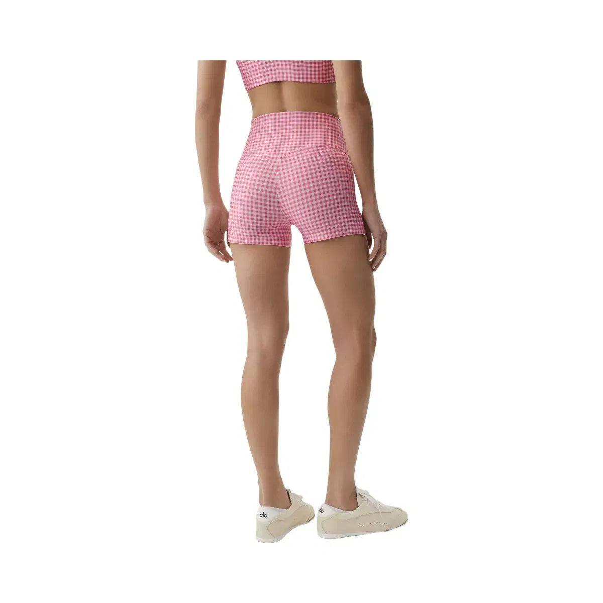 Alo 3" Airlift Gingham High Waist Sleek Short 'Paradise Pink Gingham'