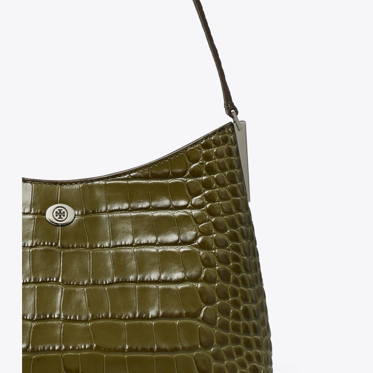 Small Robinson Croc-Embossed Shoulder Bag