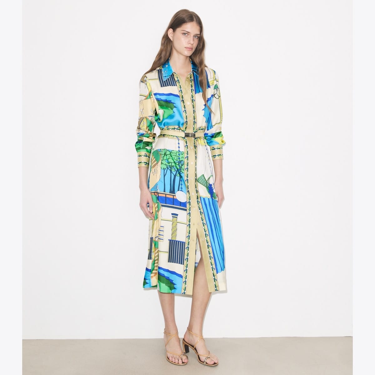 Printed Silk Shirtdress