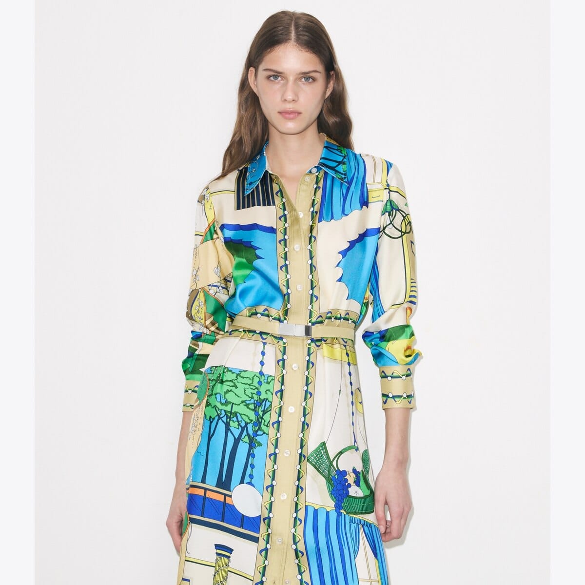 Printed Silk Shirtdress