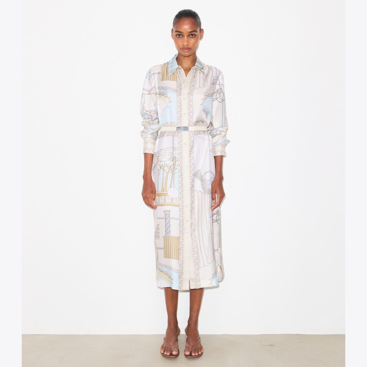 Printed Silk Shirtdress