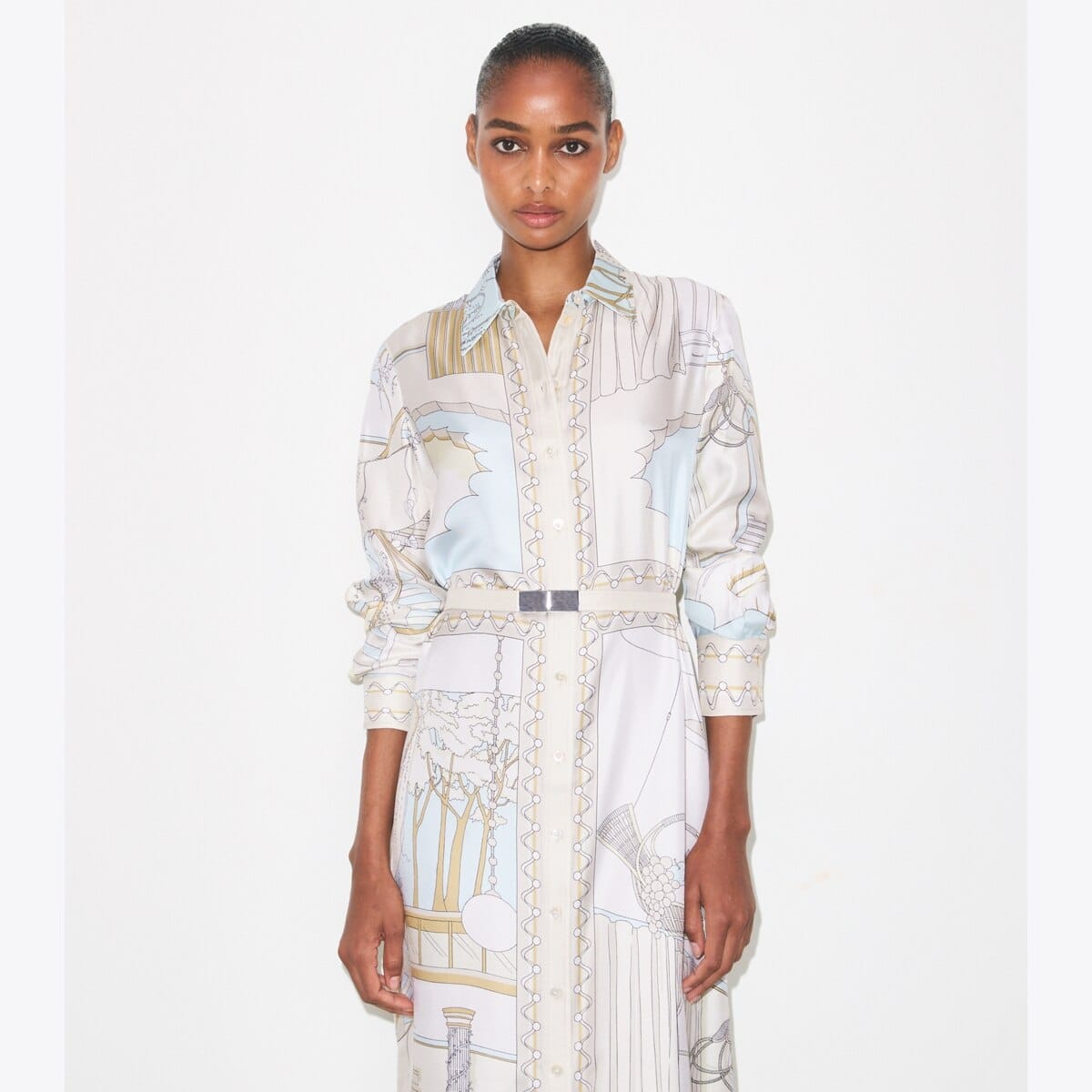 Printed Silk Shirtdress