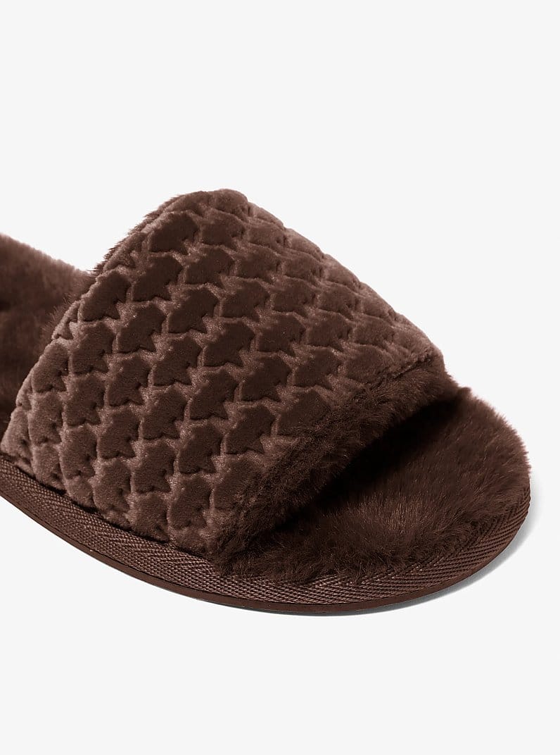 Alexis Logo Debossed Velvet Slide Sandal