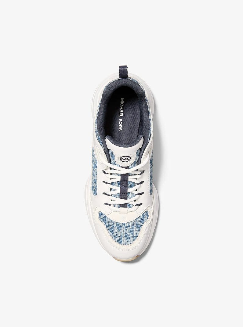 Bowie Signature Logo Print Denim Trainer