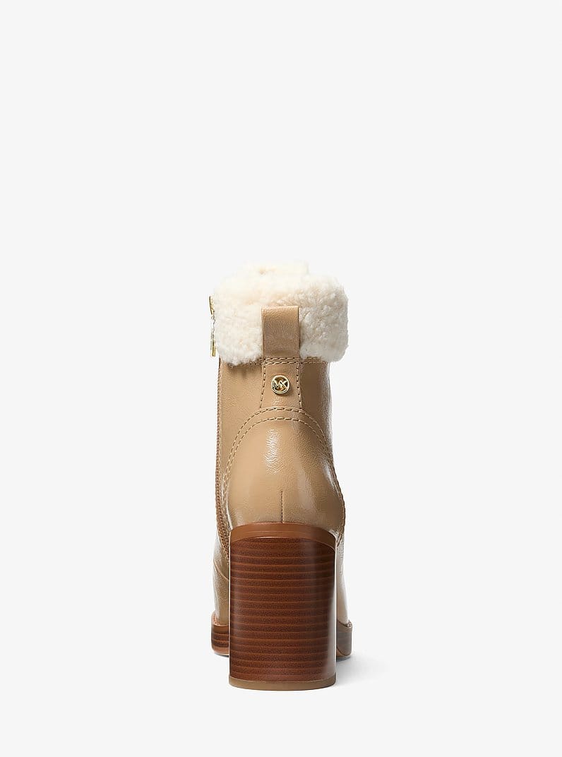 Lacy Faux Shearling Block Heel Boot