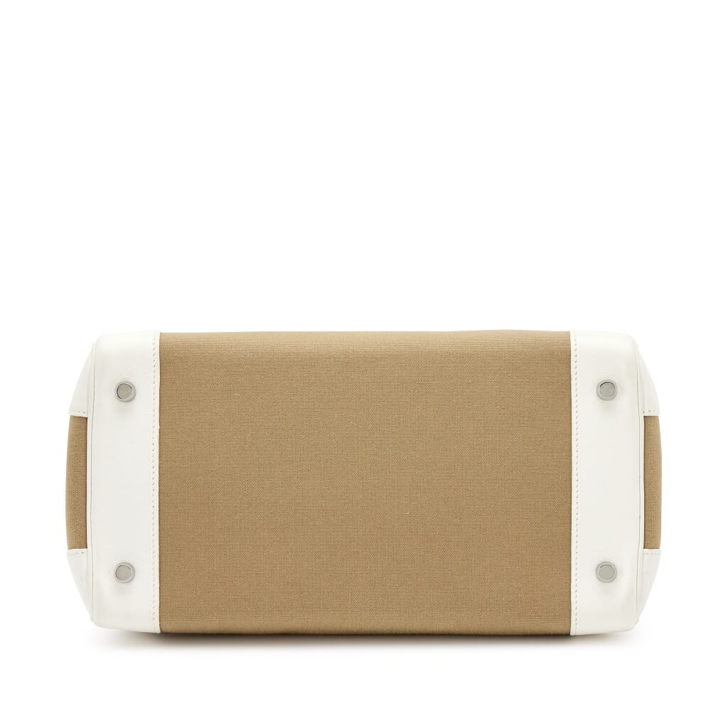 White Swift and Vert Militaire Officier Toile HAC Haut à Courroies Birkin 32 Palladium Hardware, 2007