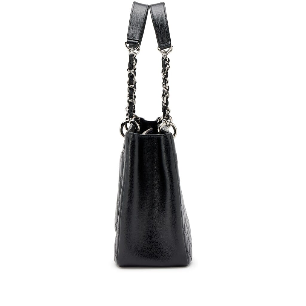 Black Quilted Caviar Timeless Grand Shopping Tote Silver Hardware, 2014