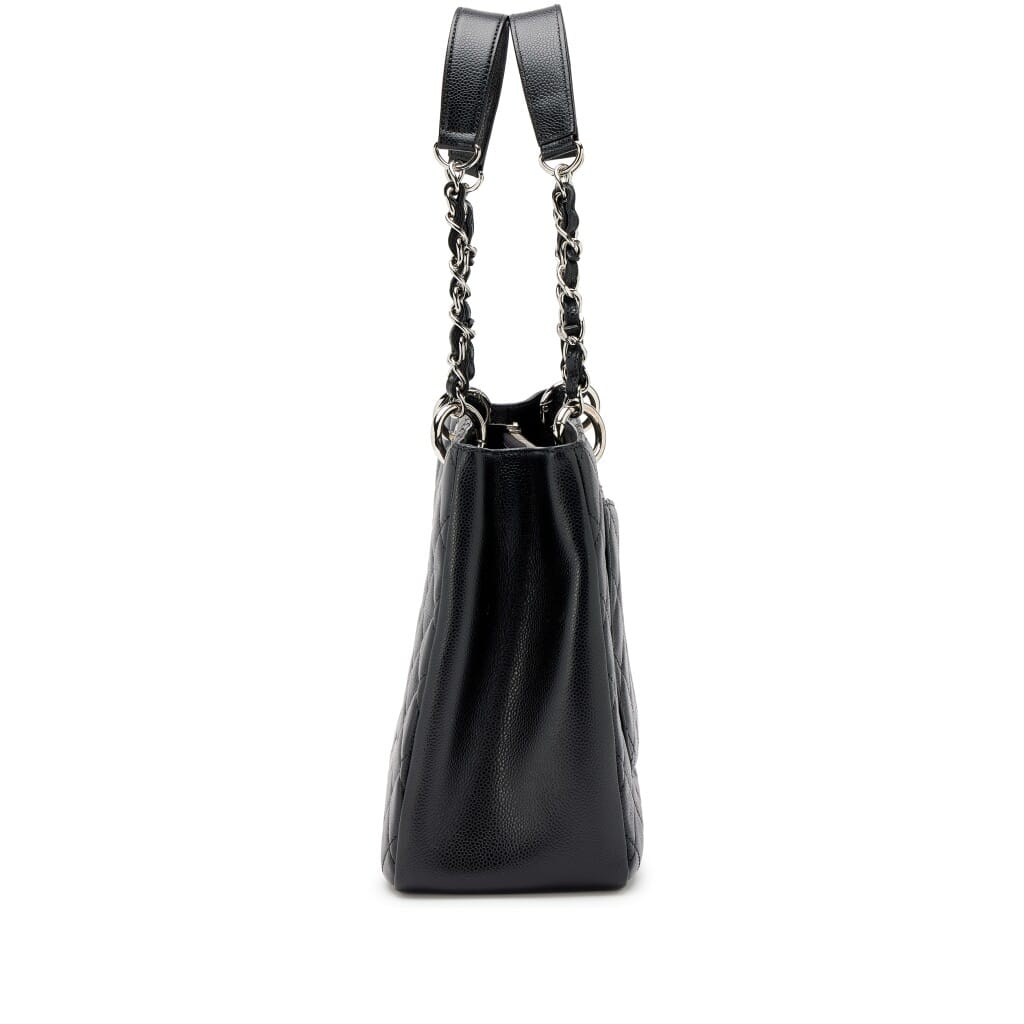 Black Quilted Caviar Timeless Grand Shopping Tote Silver Hardware, 2014