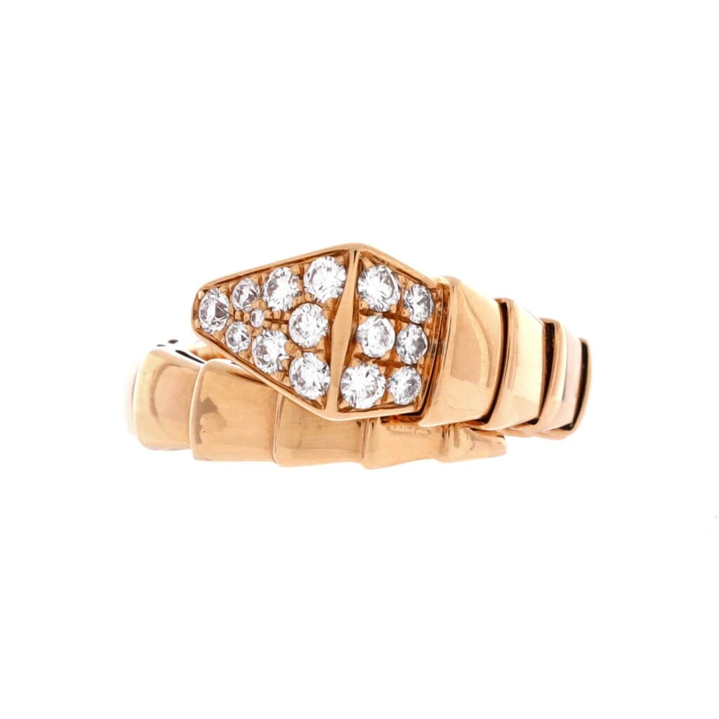 Rose Gold and Diamond Serpenti Viper One Coil Ring