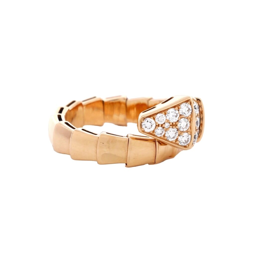 Rose Gold and Diamond Serpenti Viper One Coil Ring