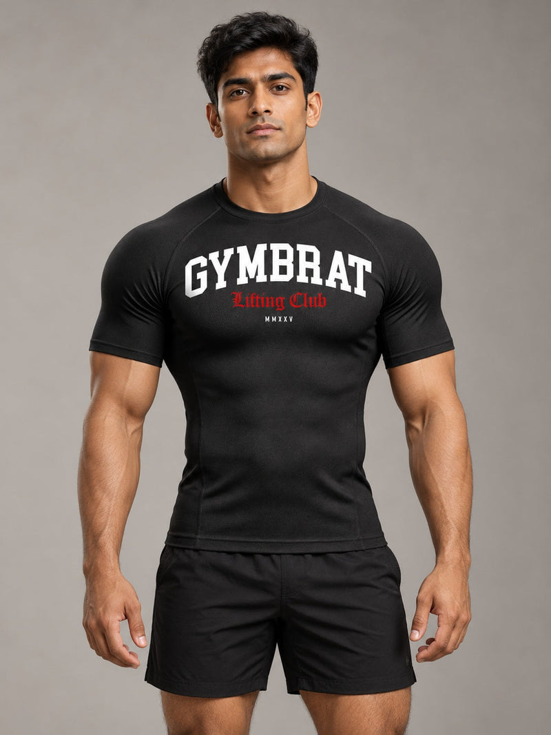 Gymbrat Athleisure Lifting Club Black Compression T-Shirt