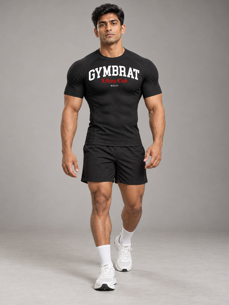 Gymbrat Athleisure Lifting Club Black Compression T-Shirt