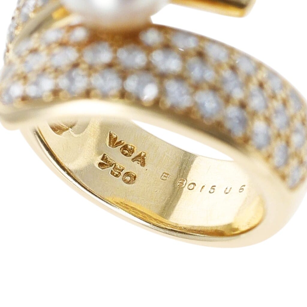 Gold, Cultured Pearl and Diamond Ring