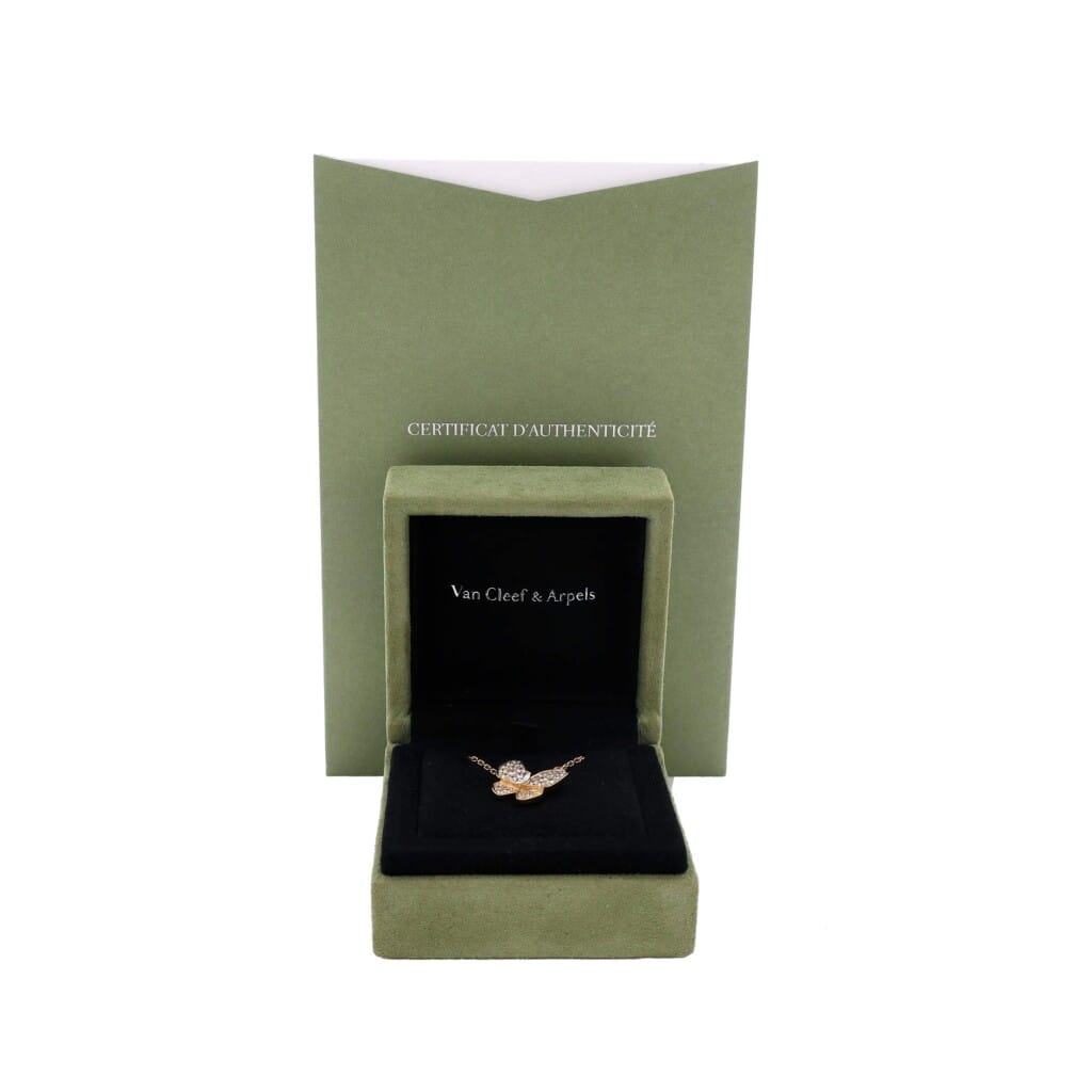 Gold and Diamond Two Butterfly Pendant Necklace
