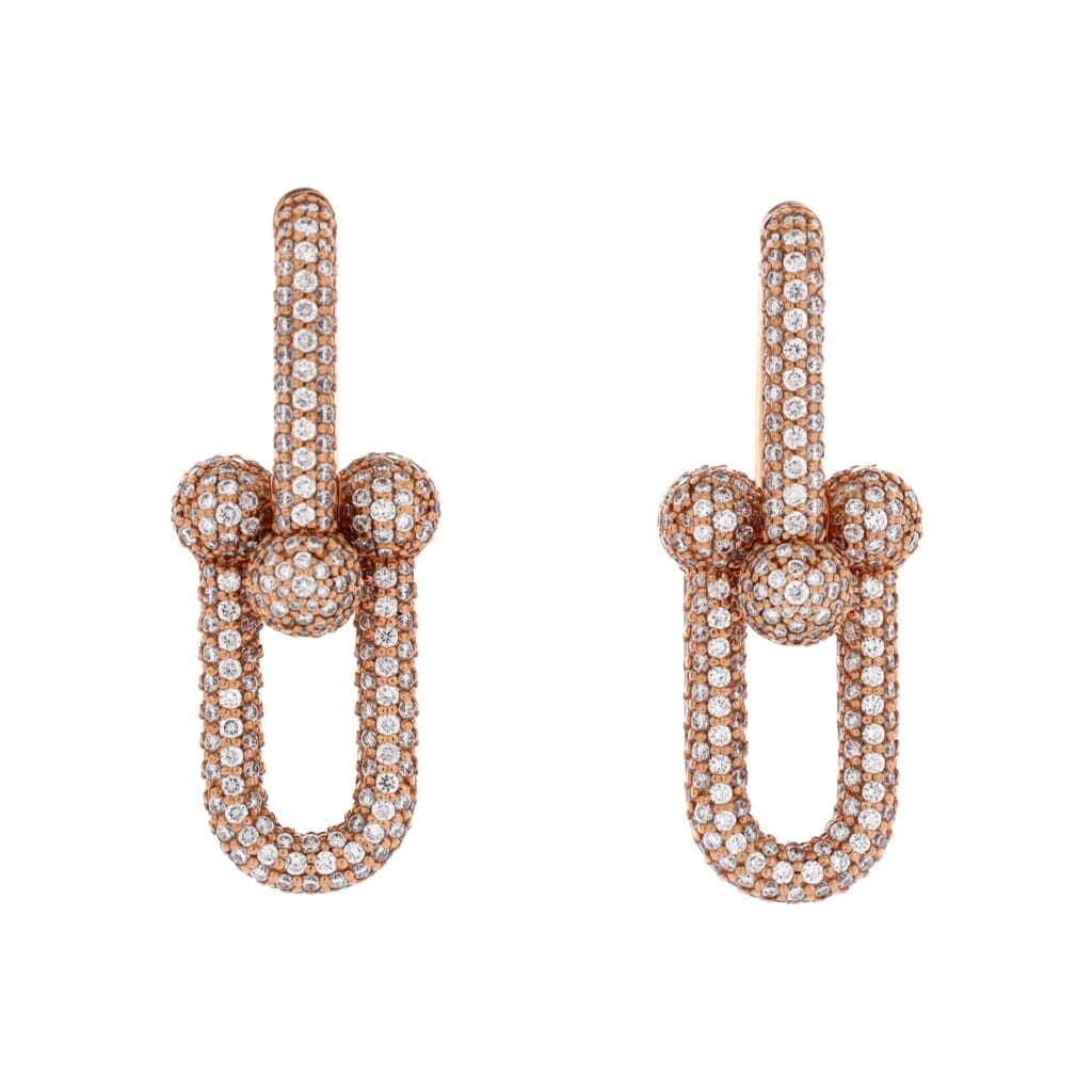 Rose Gold and Diamond Hardwear Link Large Earrings