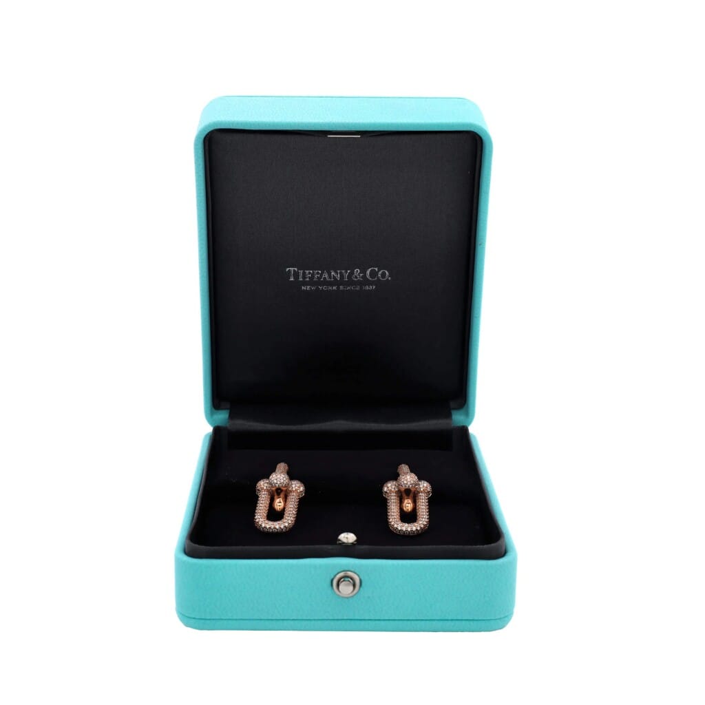 Rose Gold and Diamond Hardwear Link Large Earrings