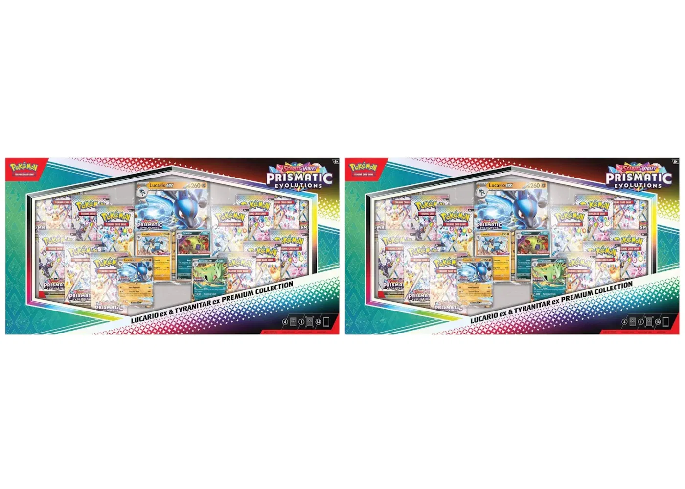 2025 Pokémon Scarlet & Violet Prismatic Evolutions Lucario ex & Tyranitar ex Premium Collection (Sam's Club Exclusive) 2x Lot