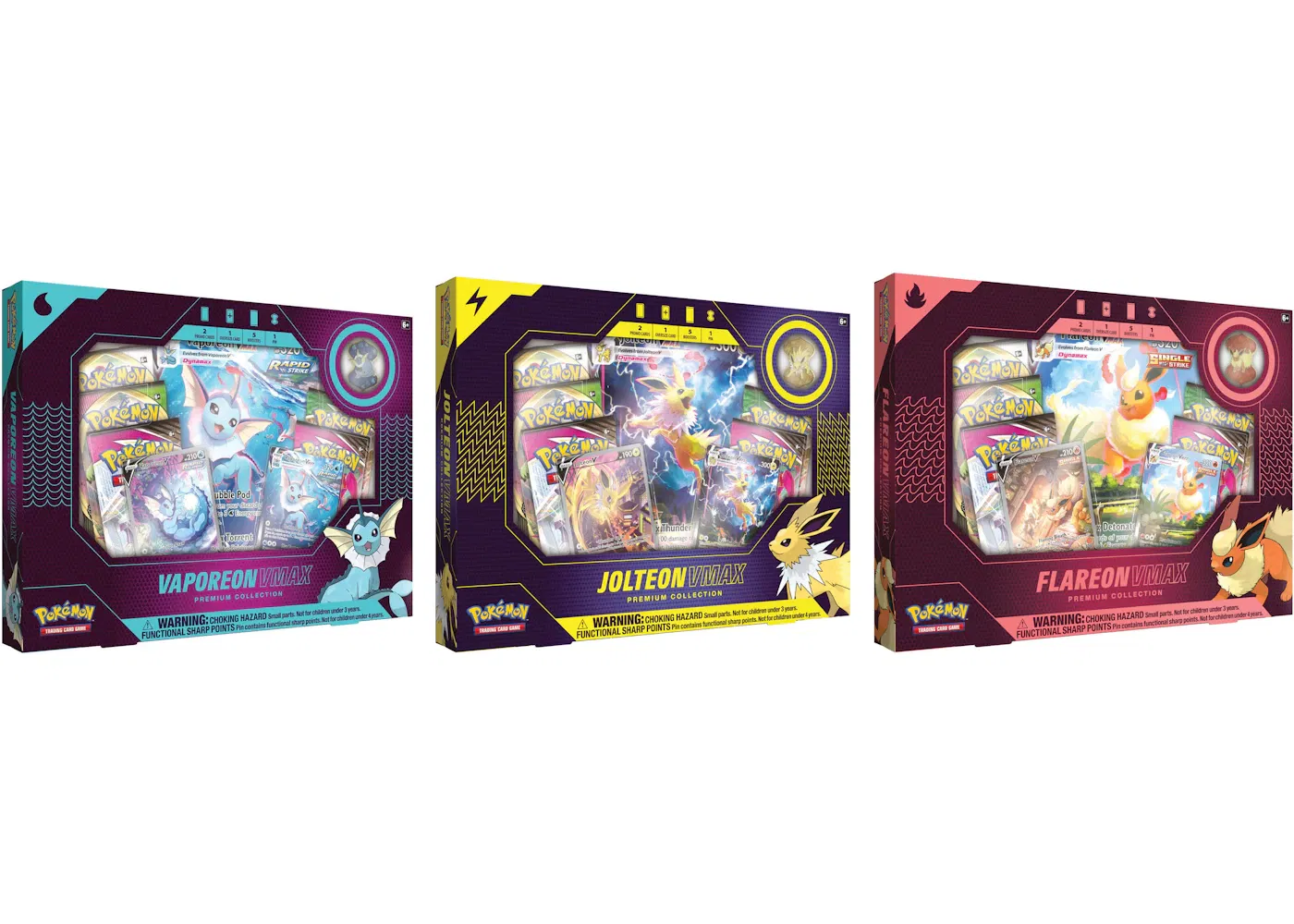 Pokémon TCG Vaporeon V/Jolteon V/Flareon V VMAX Premium Collection Box 3x Bundle (UK Version)