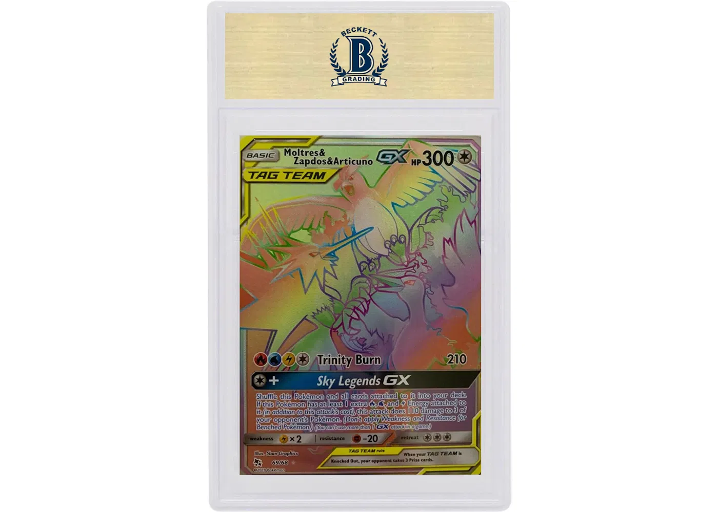 Moltres & Zapdos & Articuno GX 2019 Pokemon TCG Sun & Moon Hidden Fates Secret #69 (PSA or BGS Graded)