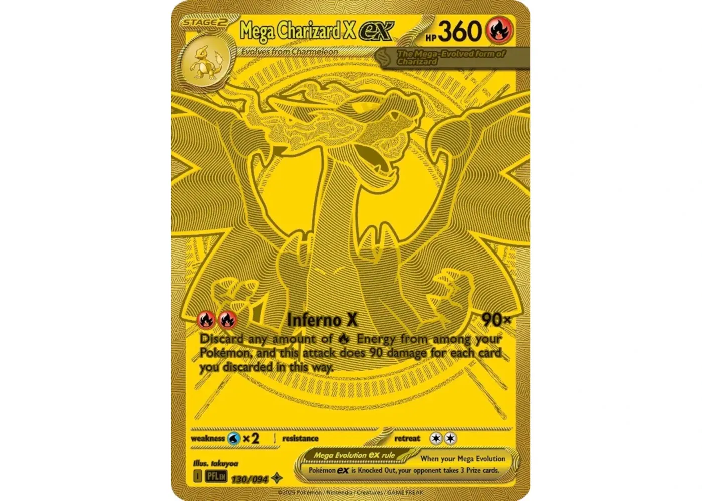 Mega Charizard X ex 2025 Pokémon Scarlet & Violet Phantasmal Flames Hyper Rare 130/094 Ungraded