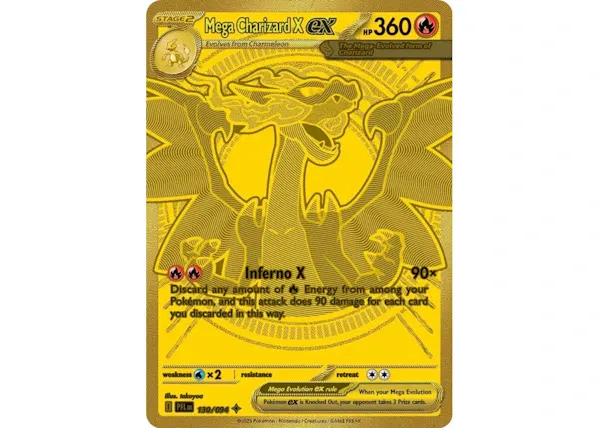 Mega Charizard X ex 2025 Pokémon Scarlet & Violet Phantasmal Flames Hyper Rare 130/094 Ungraded
