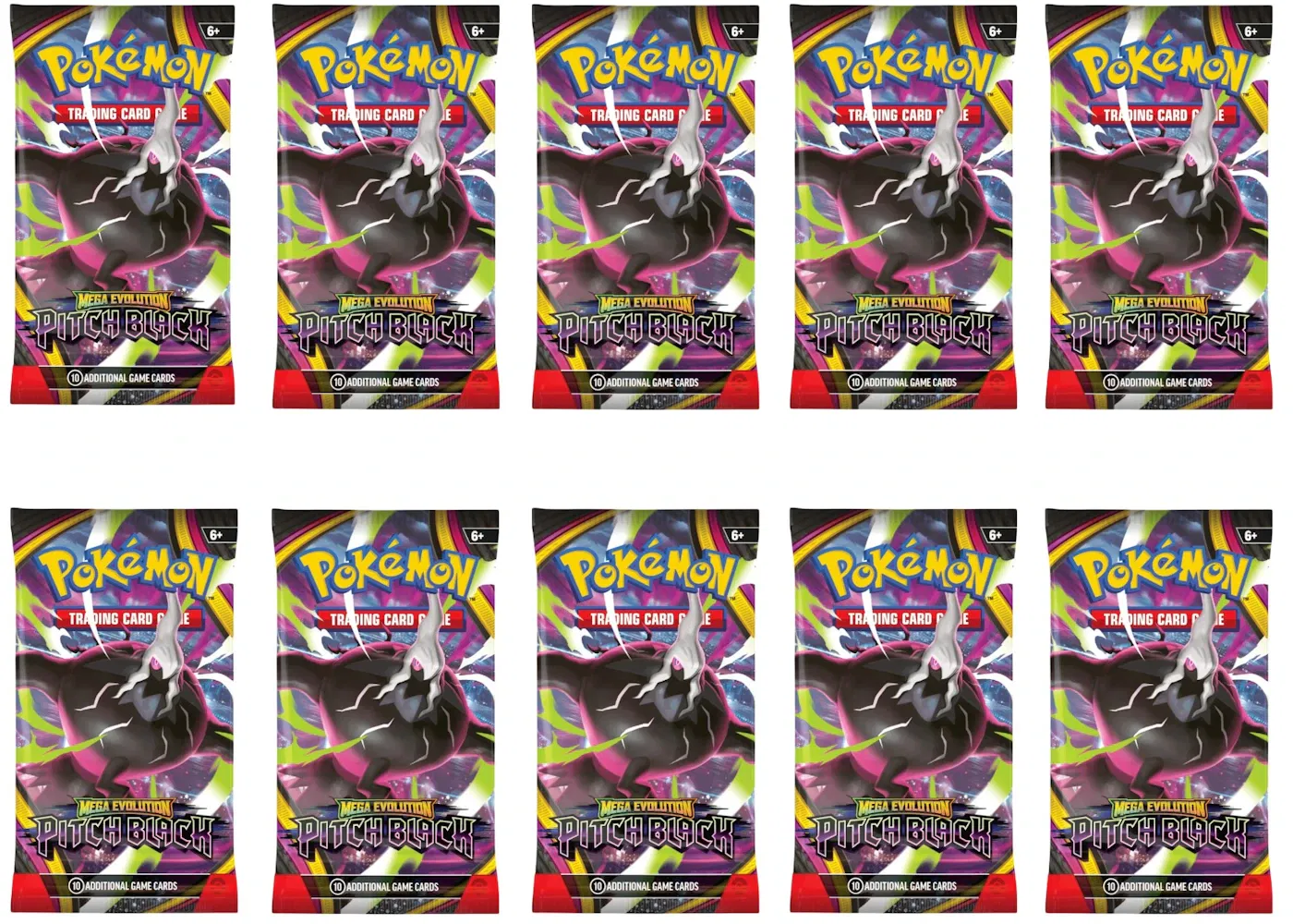 2026 Pokémon Mega Evolution Pitch Black Booster Pack (Random Pack Art) 10x Lot