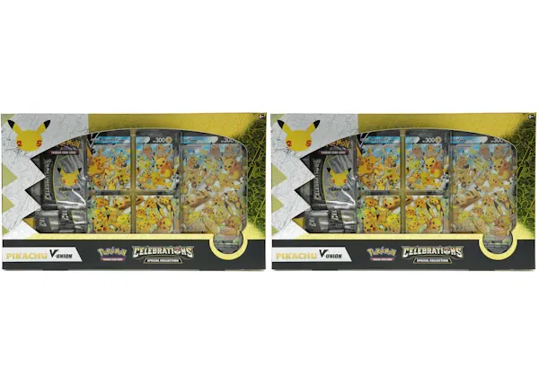 Pokémon TCG 25th Anniversary Celebrations Pikachu V Union Special Collection Box 2x Lot