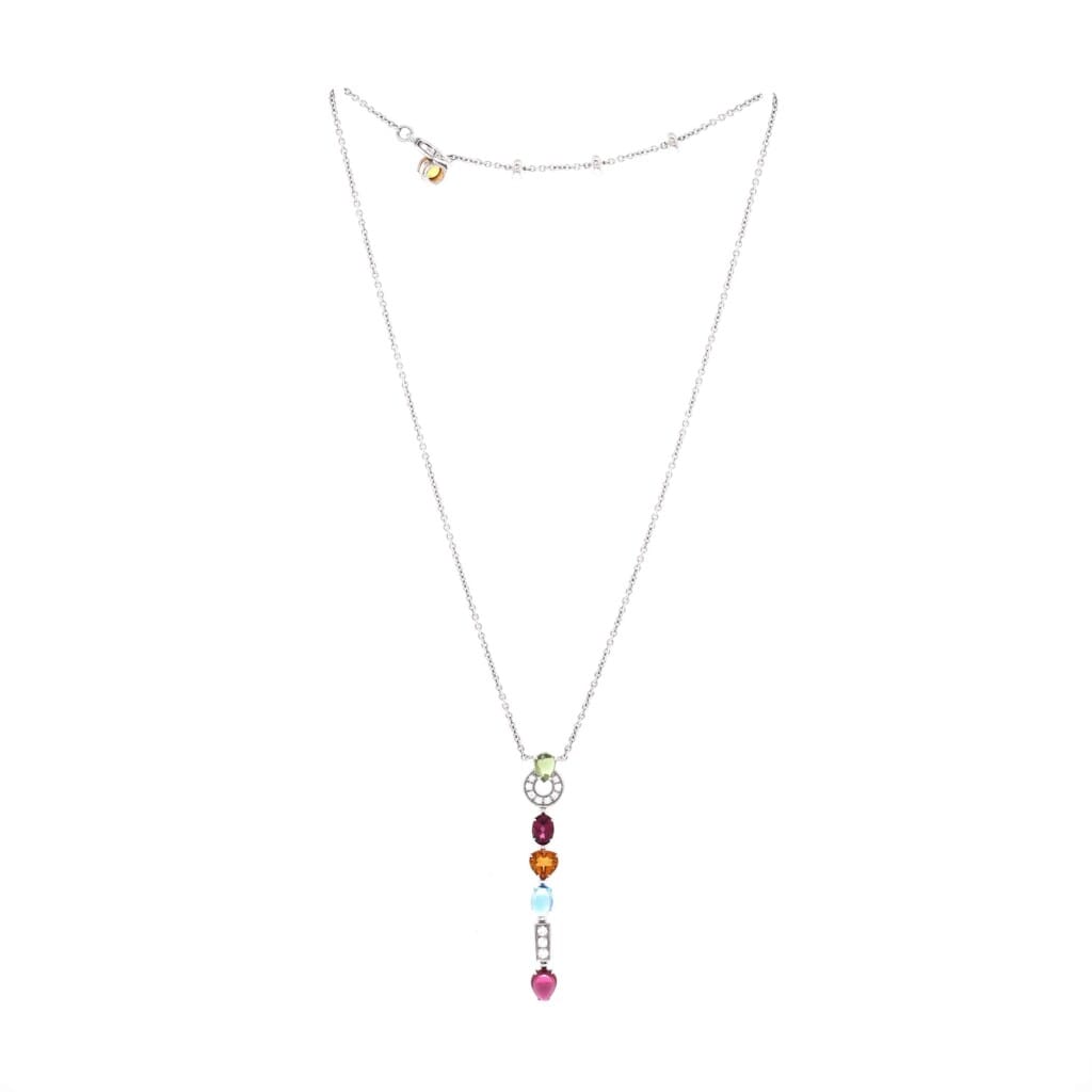 White Gold, Mutligem and Diamond Allegra Lariat Necklace