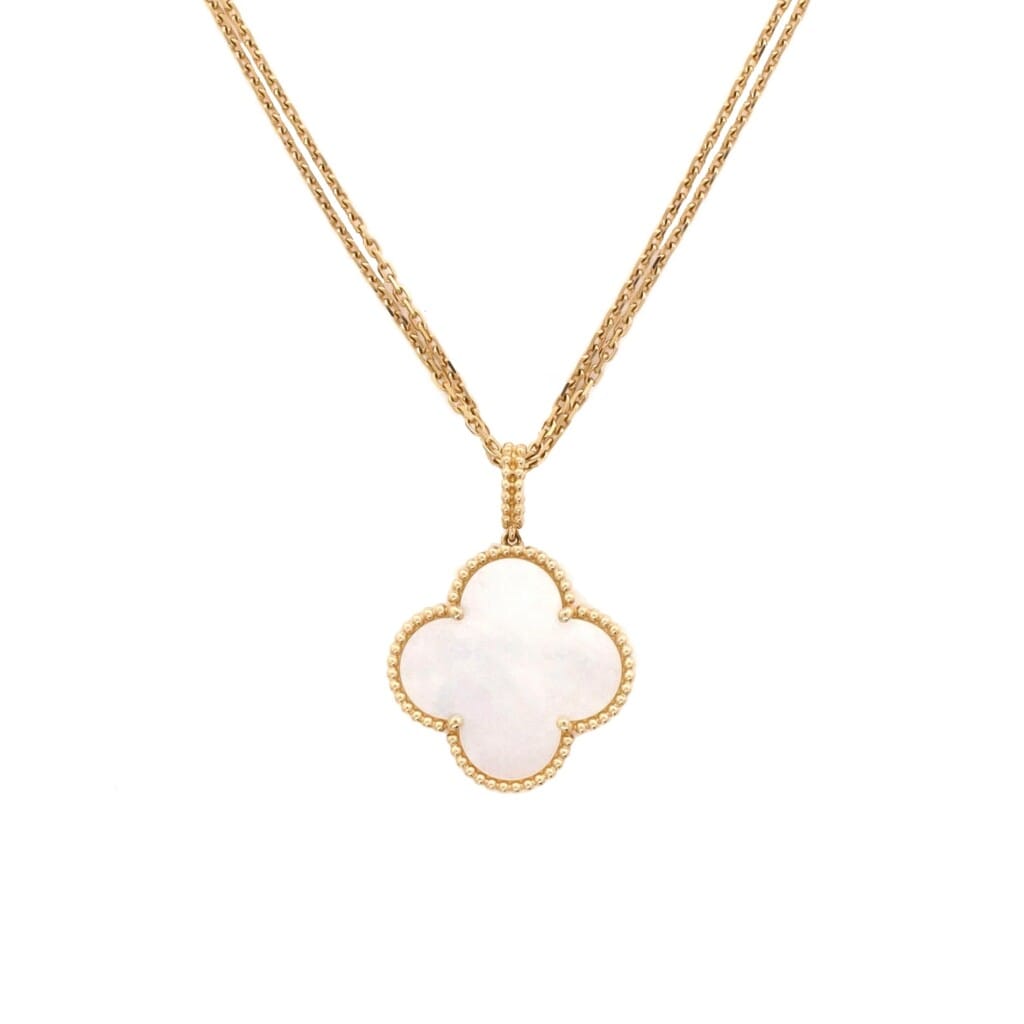 Gold and Mother of Pearl Magic Alhambra Pendant Necklace