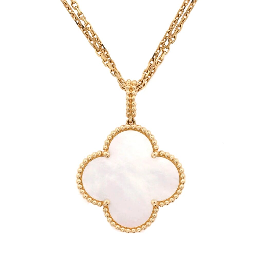 Gold and Mother of Pearl Magic Alhambra Pendant Necklace