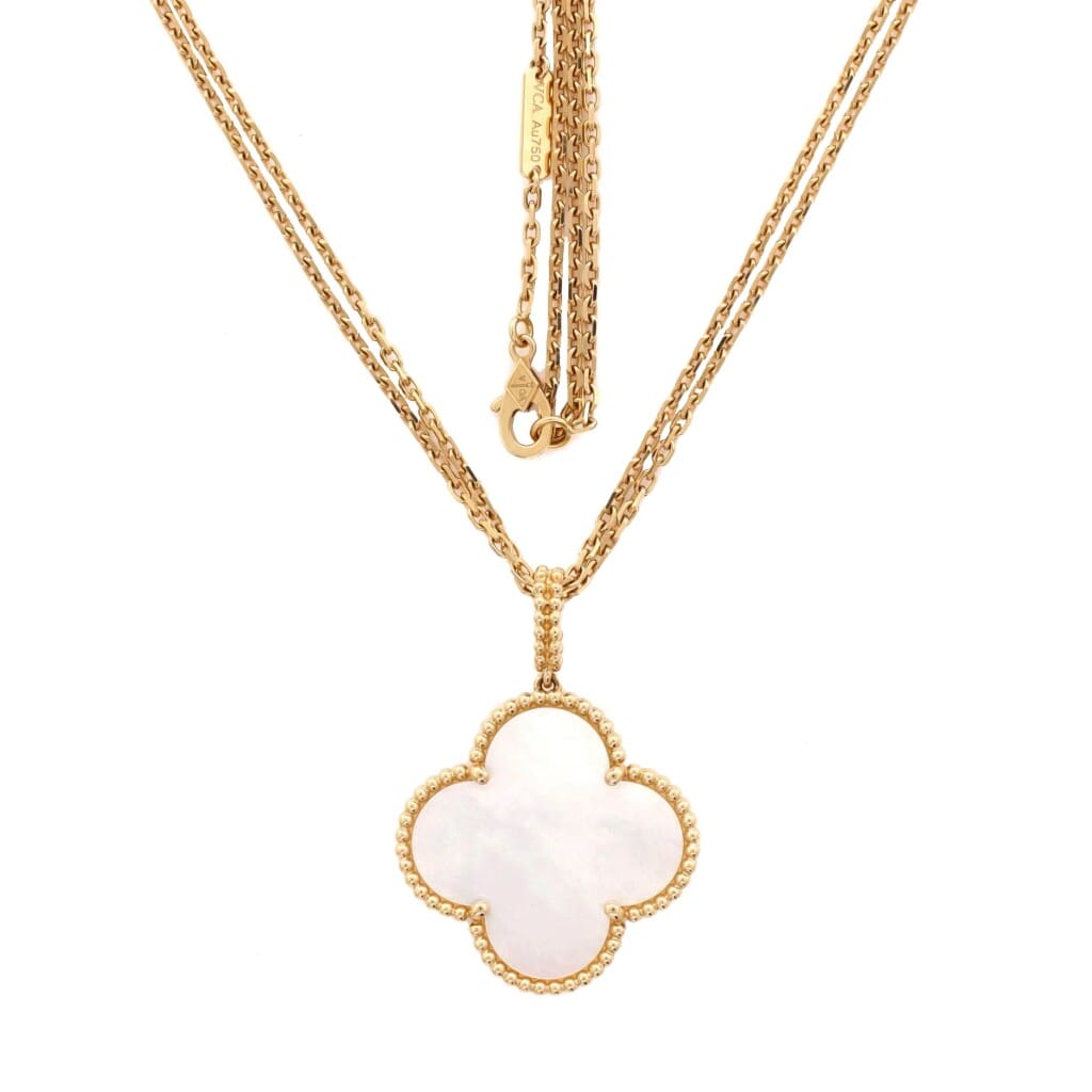 Gold and Mother of Pearl Magic Alhambra Pendant Necklace