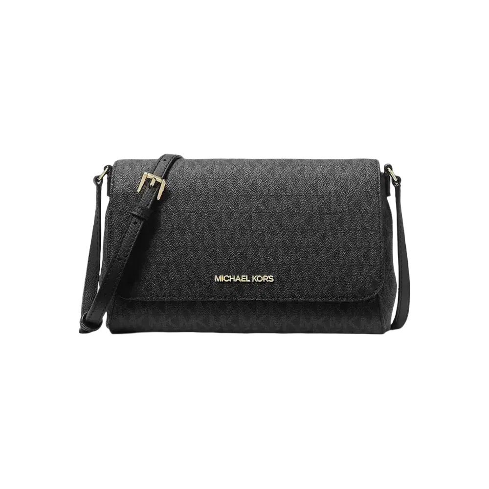 Michael Kors Black Jet Set Logo Medium Cross Body Bag