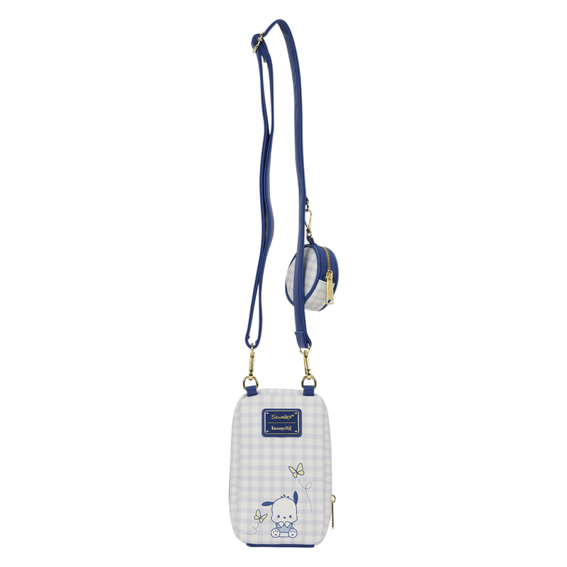 Sanrio Pochacco Gingham Cell Phone Crossbody Bag with Coin Bag