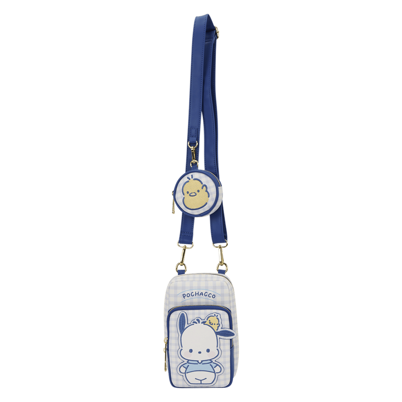 Sanrio Pochacco Gingham Cell Phone Crossbody Bag with Coin Bag