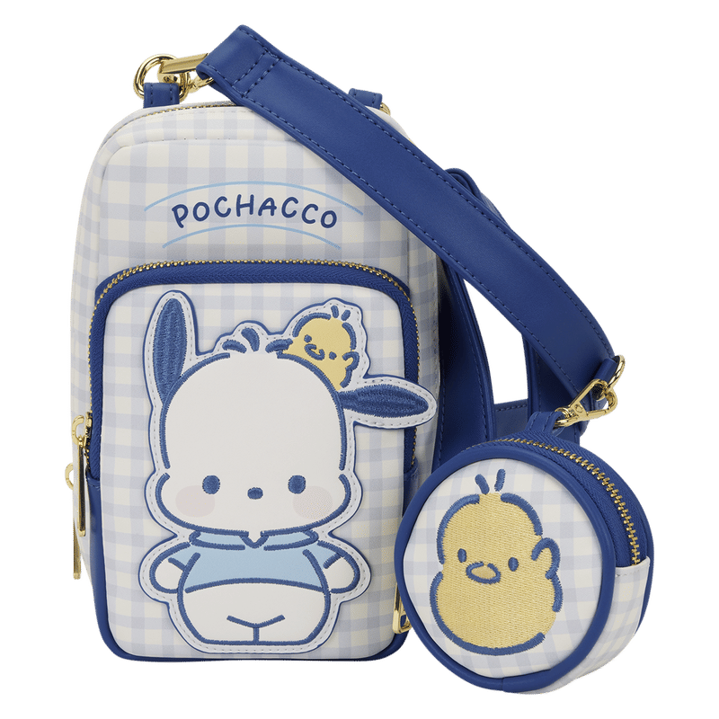 Sanrio Pochacco Gingham Cell Phone Crossbody Bag with Coin Bag