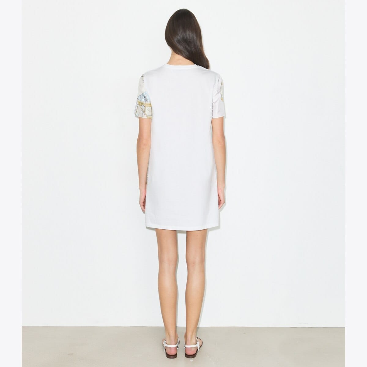 Printed Silk Front T-Shirt Dress