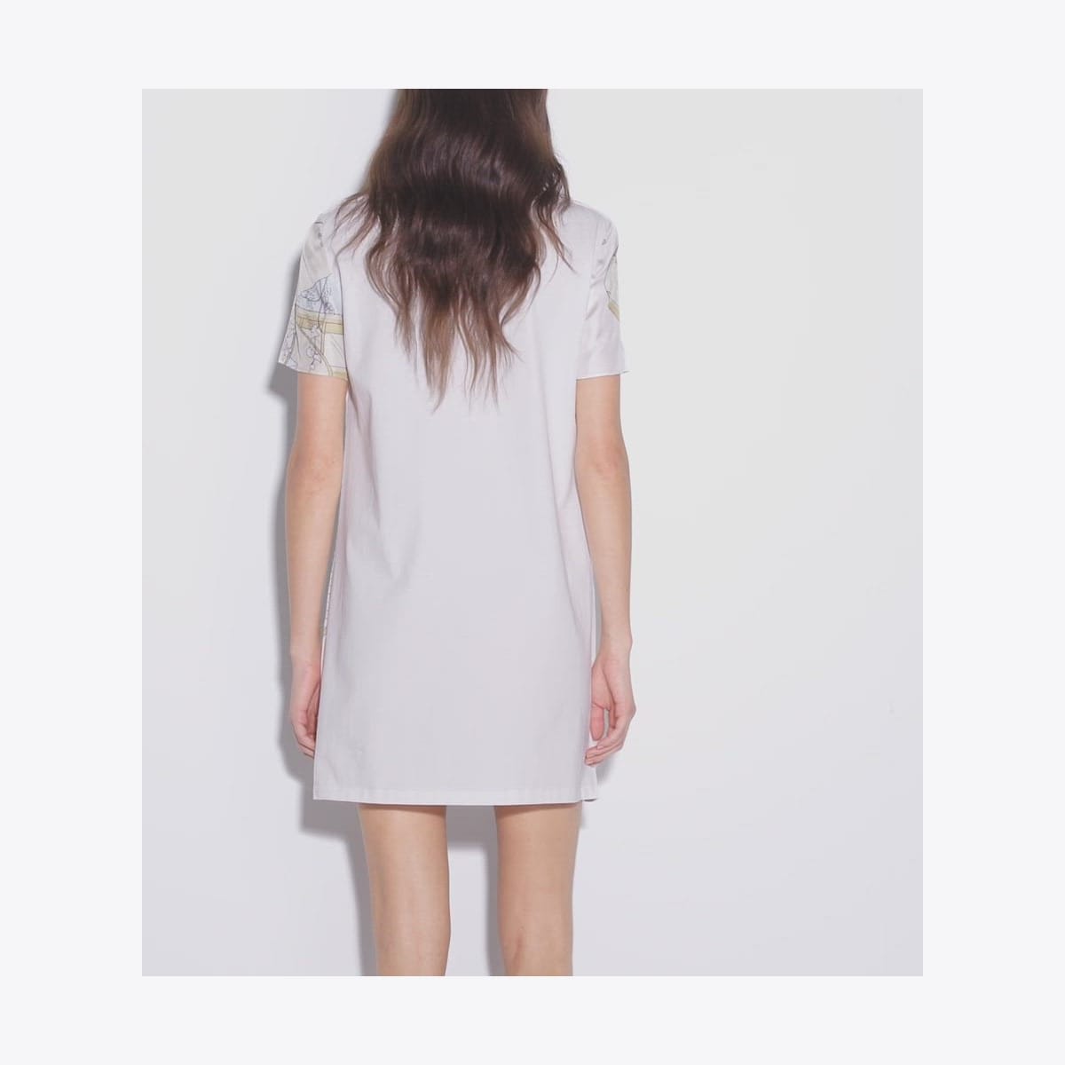 Printed Silk Front T-Shirt Dress
