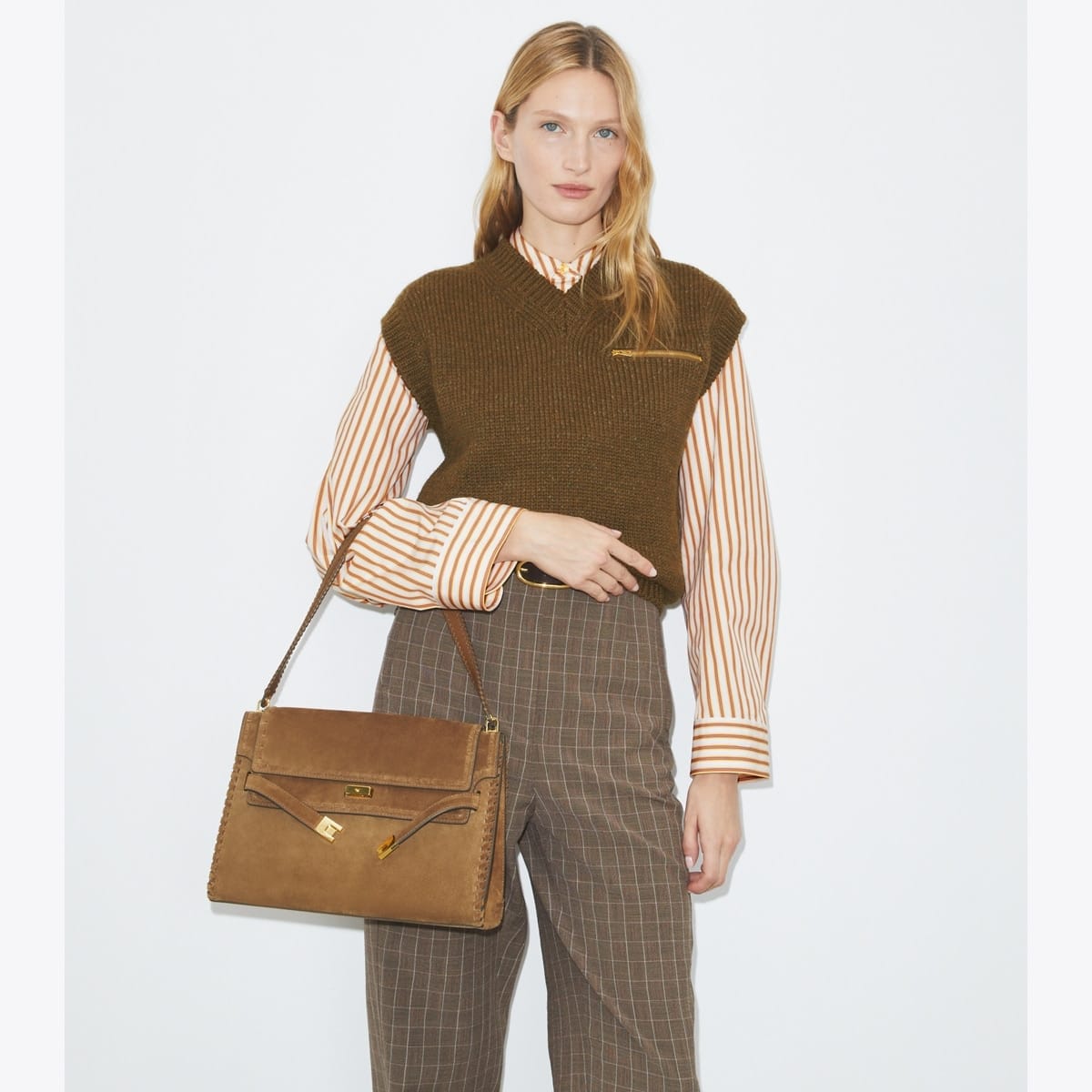 Large Lee Radziwill Suede Shoulder Bag