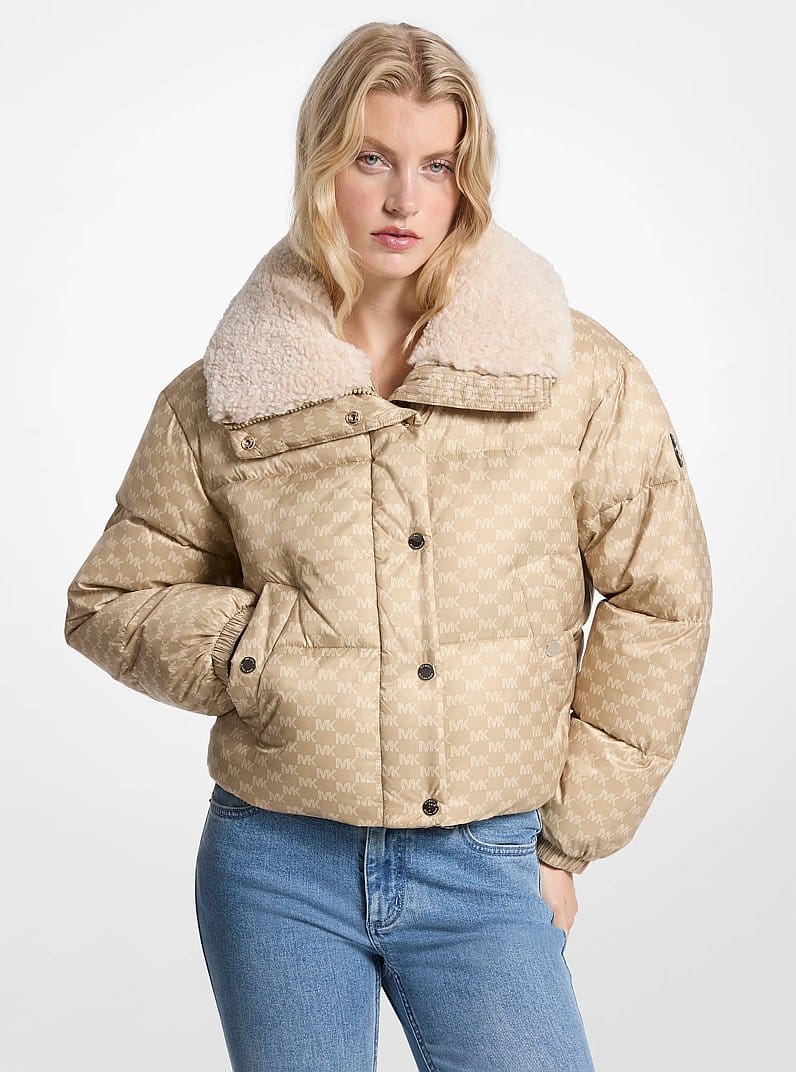 Logo Print and Sherpa Puffer Jacket