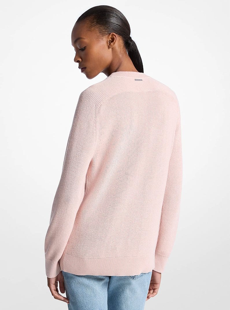 Braided Logo Cotton Blend Sweater