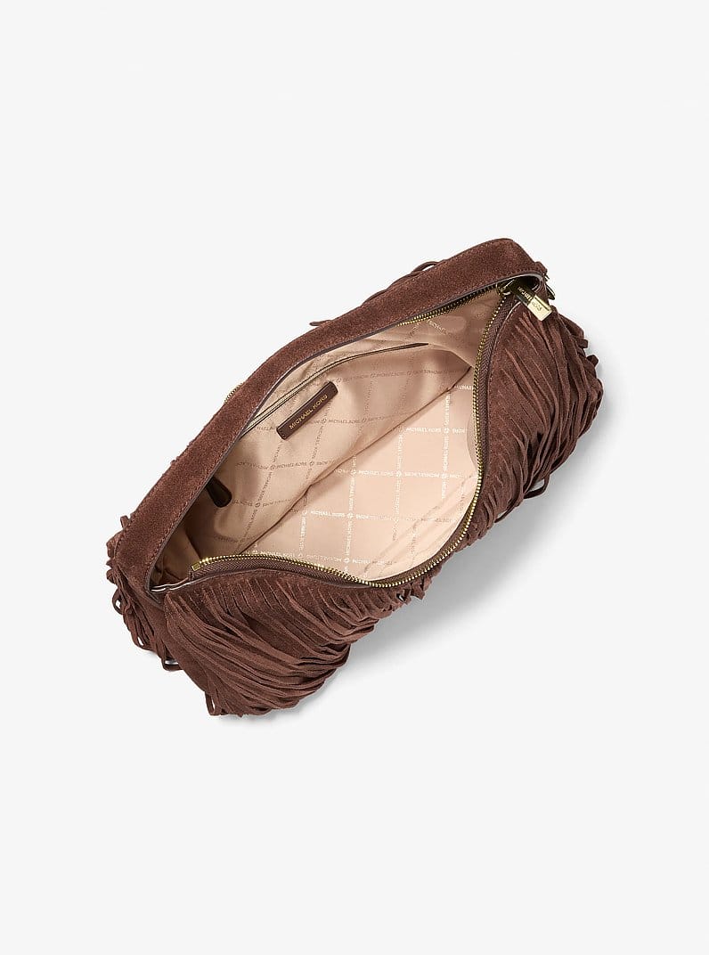 Nayla Medium Fringed Suede Hobo Shoulder Bag