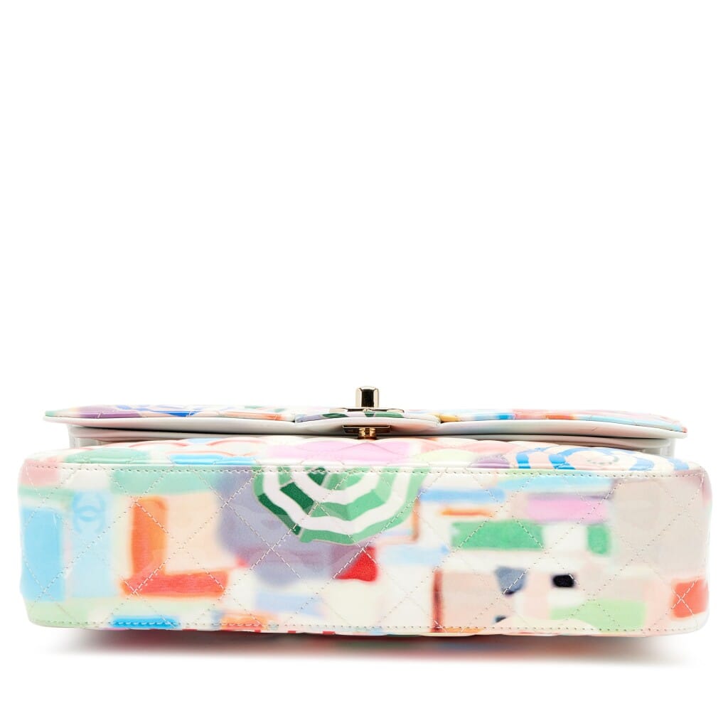 Rainbow Umbrella Quilted Patent Leather Classic Medium Double Flap Bag Light Gold Hardware, 2019