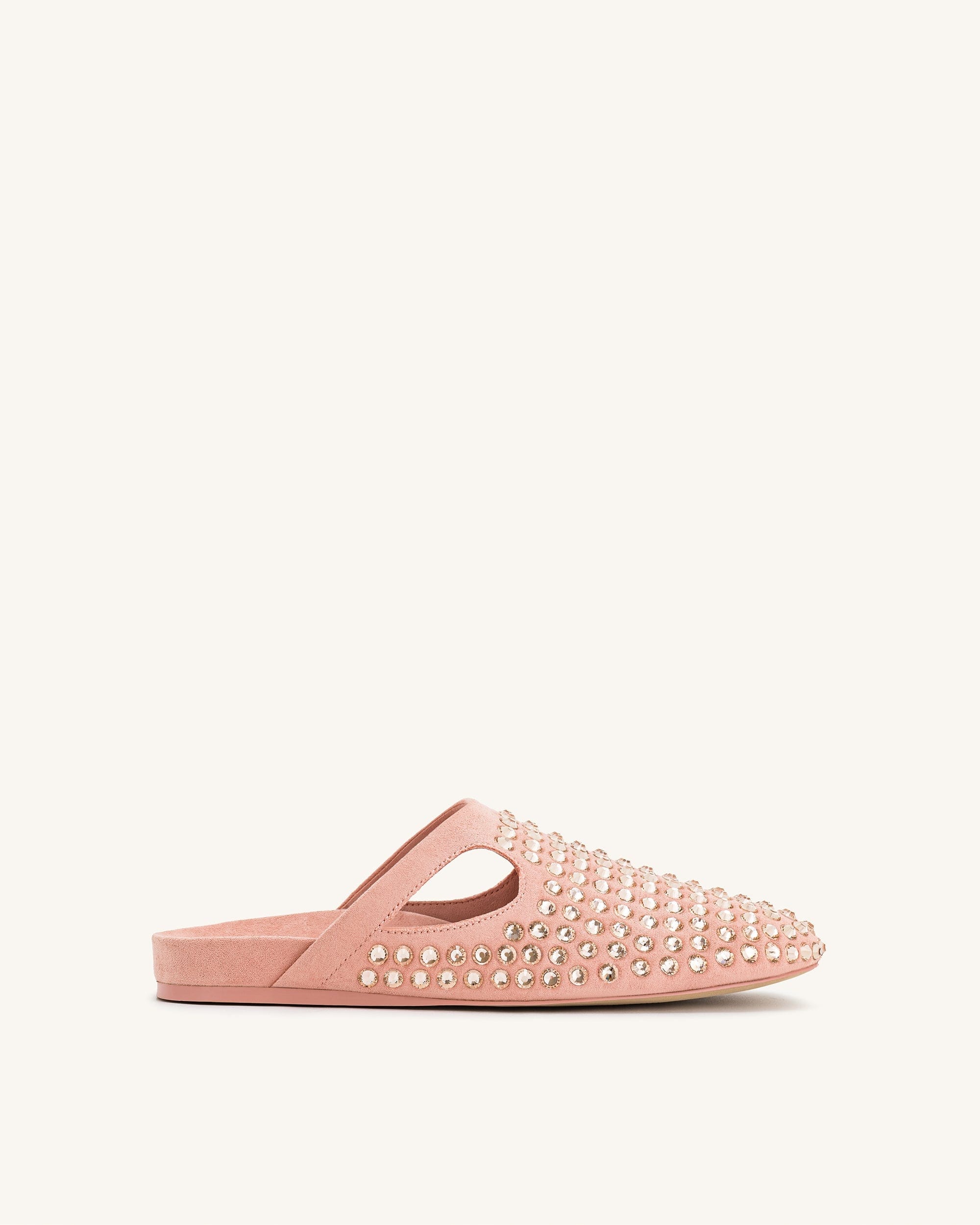 Jw Pei Athena Artificial Crystal Flat Mules Pink Beige