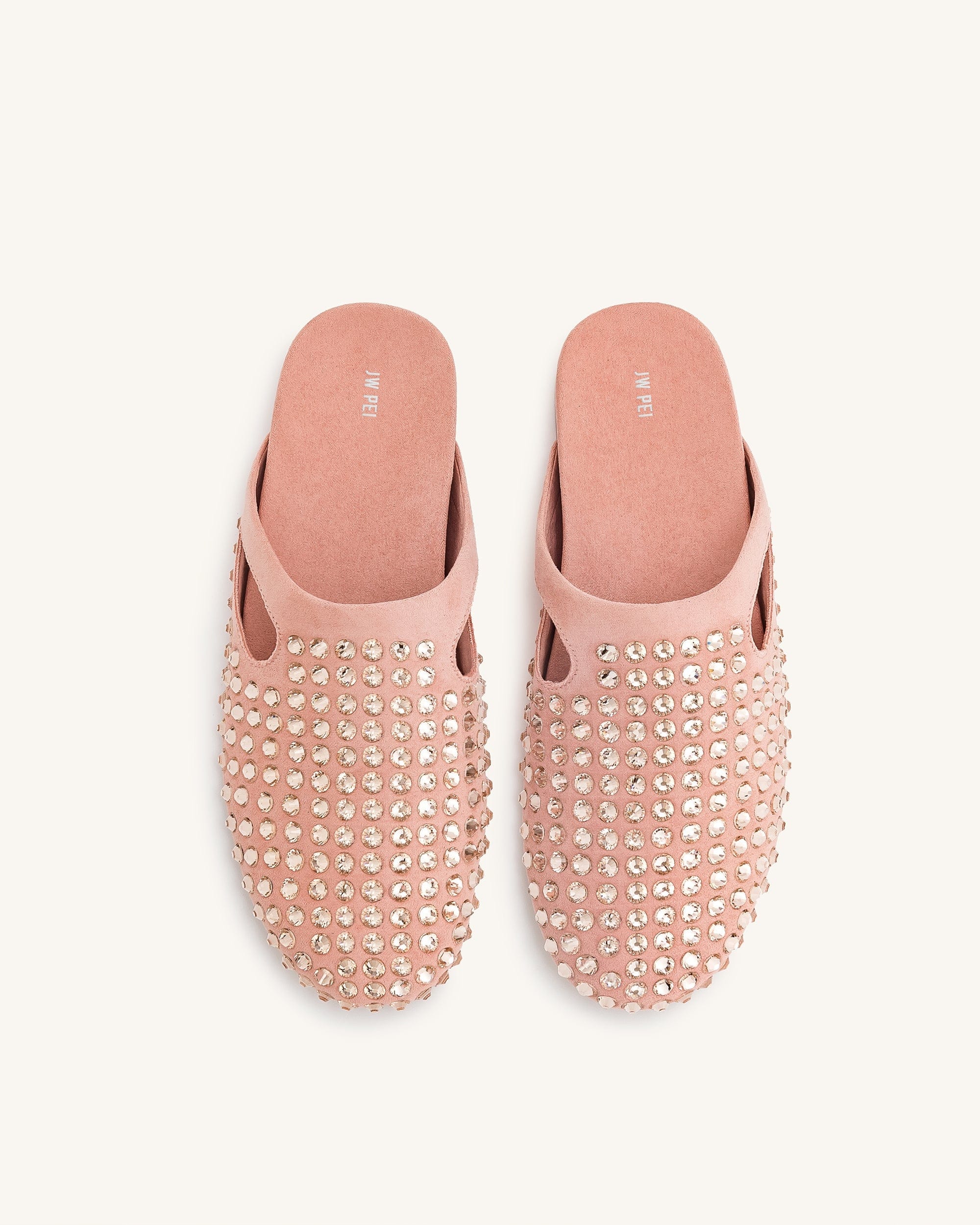 Jw Pei Athena Artificial Crystal Flat Mules Pink Beige
