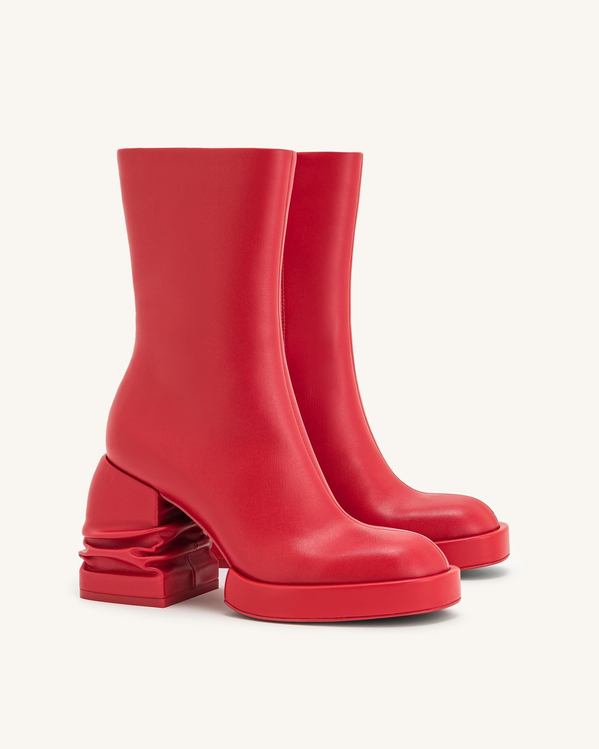 Jw Pei Saylor Round Toe Platform Ankle Boots Red