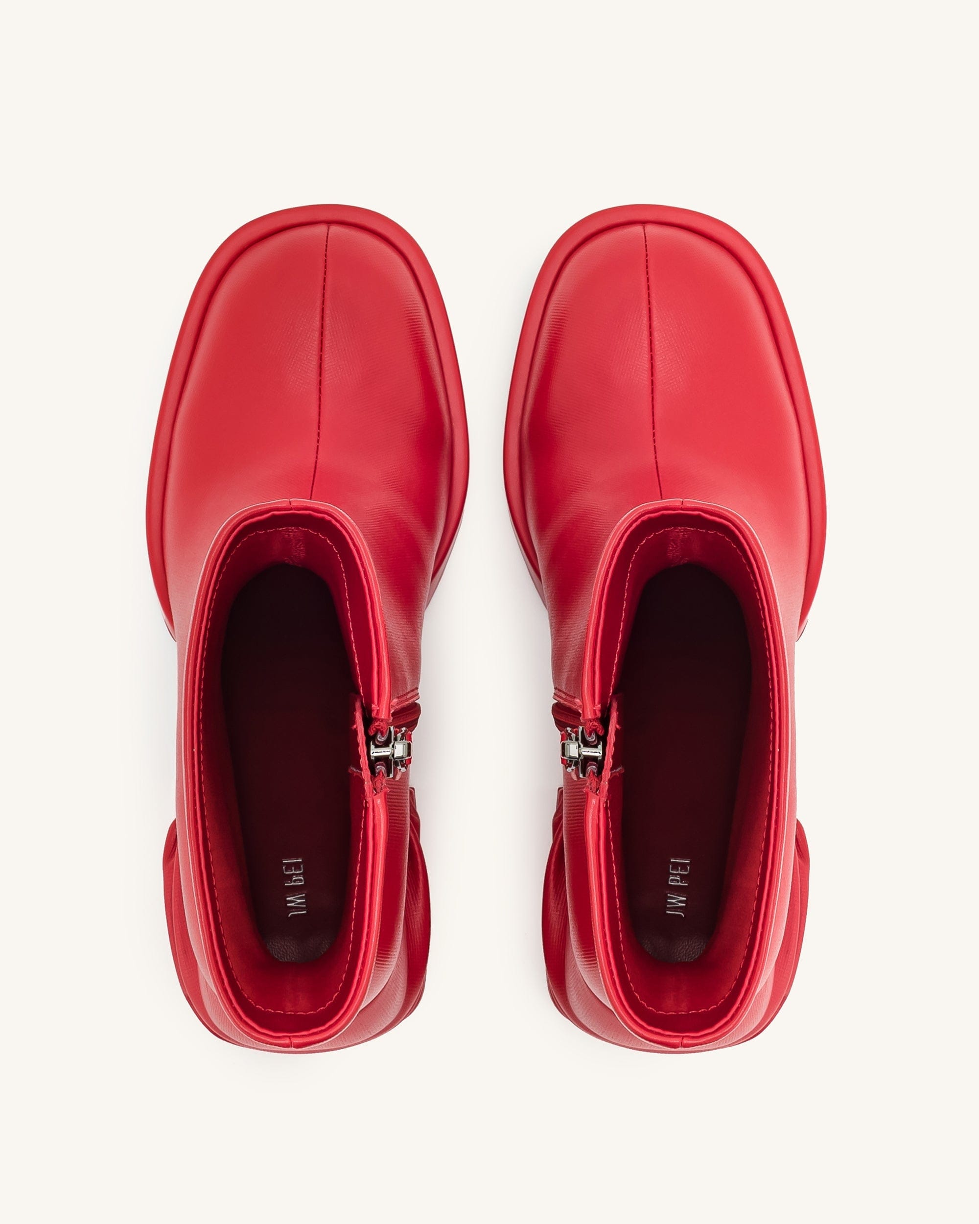 Jw Pei Saylor Round Toe Platform Ankle Boots Red