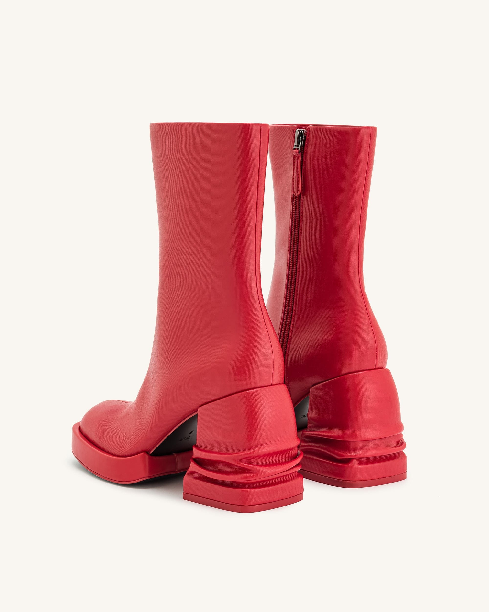 Jw Pei Saylor Round Toe Platform Ankle Boots Red